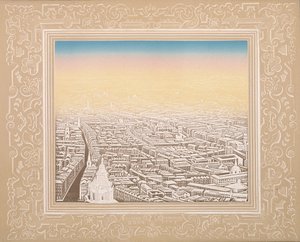 Luftaufnahme von London in einem dekorativen Rahmen von Kronheim and Co