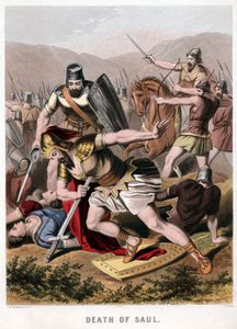 Tod von Saul und seinem Waffenträger in der Schlacht gegen die Philister, 1870 von Kronheim and Co