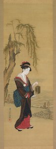 Schönheit mit Glühwürmchen von Kubo Shunman