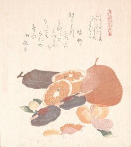 Orangen und getrocknete Kakis von Kubo Shunman