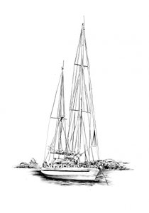 Verankerte Segelboot Skizze