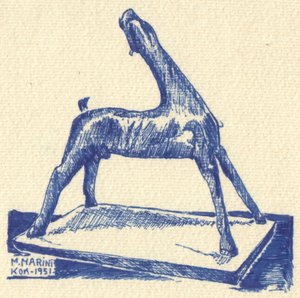 Blaue Pferdeskulptur