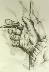 Kreative Hand mit Bleistift