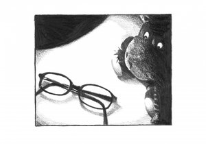Neugieriger Esel mit Brille