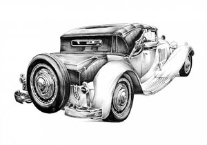 Elegante Vintage Auto Zeichnung