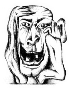 Groteskes lachendes Gesicht
