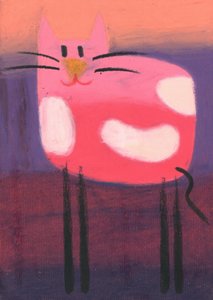 Fröhliche rosa Katze