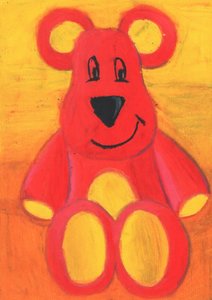 Fröhlicher roter Teddybär