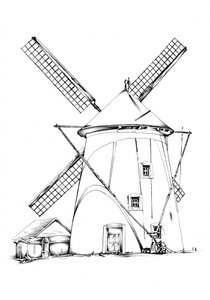 Historische Windmühlenzeichnung