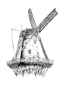 Historische Windmühlenzeichnung