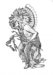 Indianischer Krieger mit Federn