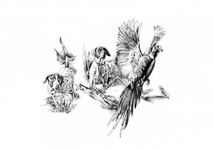 Zeiger und Wildvogel Flug
