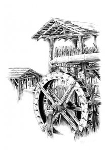 Rustikales Mühlrad