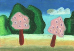 Verspielte rosa Baumlandschaft