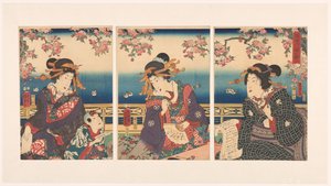 Wohlstand in den Bergen entlang des Sumida-Flusses von Kunisada (II) , Utagawa