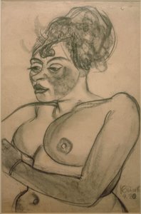 Weiblicher Halbakt mit Haardutt