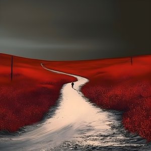Eine lange rote Straße. Gehen. Wie der Held, der nie lief
