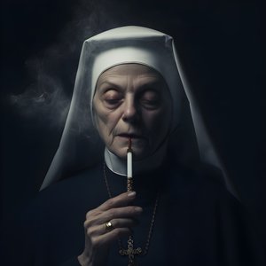 Nonne mit Diamantkette raucht eine Rolle Zigarre 1 von Kurt Heppke