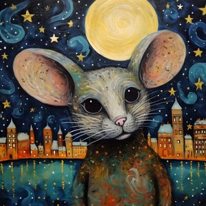 Porträt der Maus Tier Starry Night