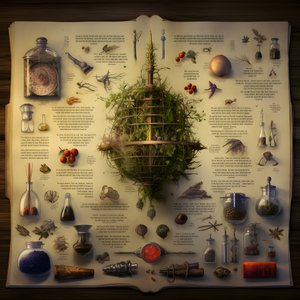 Visuelle Darstellungen von Theorien über das Manuskript, wie z.B. pflanzliche Medizinführer, außerirdische Sprachen und raffinierte Hoaxes 2