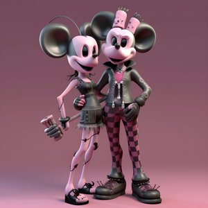 Alptraum vor Weihnachten Punk Rosa Minnie und Mickey Mouse