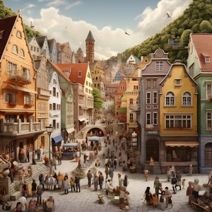Stadt mit vielen Menschen, realistisch von Kurt Heppke