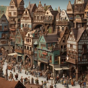 Stadt mit vielen Menschen, realistisch