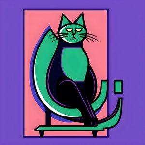 Silberne Katze im modernistischen Stil von Kurt Heppke