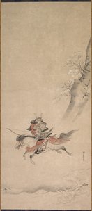 Ein Samurai zu Pferd, 17. Jahrhundert von Kusumi Morikage