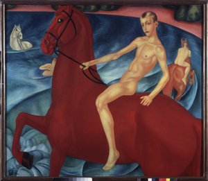 Badendes rotes Pferd von Kuzma Sergeevich Petrov Vodkin