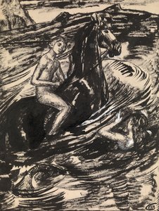 Illustration für Die Prinzessin der Flut von Mikhail Lermontov von Kuzma Sergeevich Petrov Vodkin