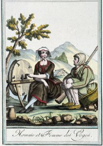 Mann und Frau aus den Vogesen - in „Encyclopédie des voyages“ von J. Grasset St Sauveur, Deron, Paris von L.F. Labrousse