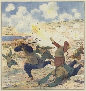 Flucht der Chinesen beim ersten Bombardement von Port-Arthur von L. Malespine