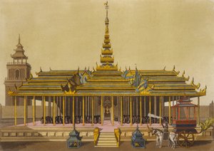 Der König von Siam spricht zu Höflingen in seinem Pavillon, Tafel 69 aus Le Costume Ancien et Moderne von Jules Ferrario, graviert von Gaetano Zancon (1771-1816) veröffentlicht ca. 1820er-30er