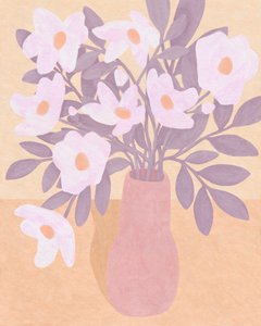 Blumen in rosa Vase, 2023