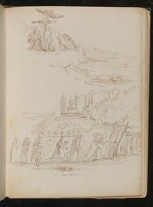 Studie einer monastischen "Prozession" in einer Küstenlandschaft