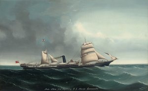 Das Indochina-Dampfschiff Lightning unter Segel und Dampf, 1892