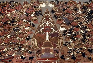 Malerei im Wayang-Beber-Stil, inspiriert vom Schattentheater (Wayang Kulit), Mangkunegaran-Palast, Surakarta, Java, Indonesien von Amadeo (after) Modigliani