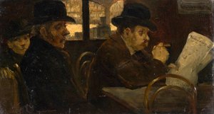 Zeitungsleser im Wartesaal des Münchner Hauptbahnhofes
