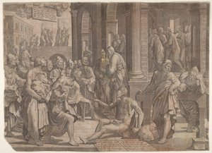 Heilung des Lahmen durch die Heiligen Johannes und Petrus, 1553 von Lambert Suavius