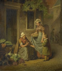 Frau verkauft Gemüse von Lambertus Johannes Hansen