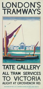 Tate Gallery, London County Council LCC Straßenbahnplakat, 1925
