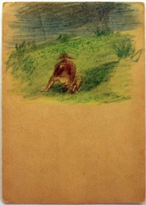 Ohne Titel (Auf Wiese sitzender Mann)
