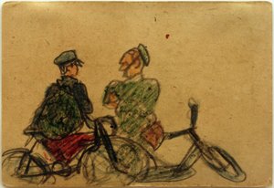 Ohne Titel (Fahrradfahrer im Gespräch)