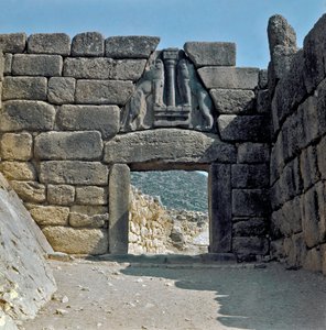 Das Tor der Löwen: Stätte der antiken Stadt Mykene, im Peloponnes (1500-1100 v. Chr.) Griechenland