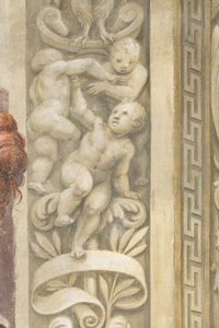 Putti, Dekorationen um die Fenster von Lattanzio Gambara