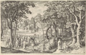 Landschaft mit Ruine eines runden Tempels