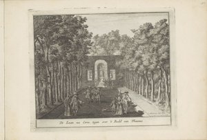 Laan en beeld van Ceres in tuinen van Paleis Het Loo