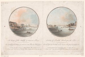 Ansicht von Adelphi und Somerset House von der Themse aus und Ansicht der Lambeth Church von der Themse aus von Laurent Guyot
