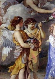 Die Erziehung der Jungfrau, (Detail) von Laurent de (workshop of) La Hyre